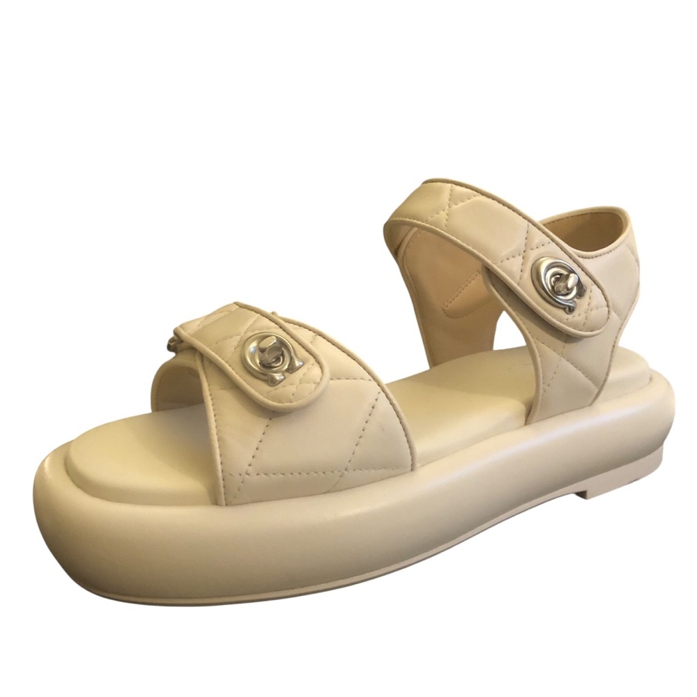Coach Peyton Leather Sandals in Chalk Size 8.5 NWT - Picture 9 of 16